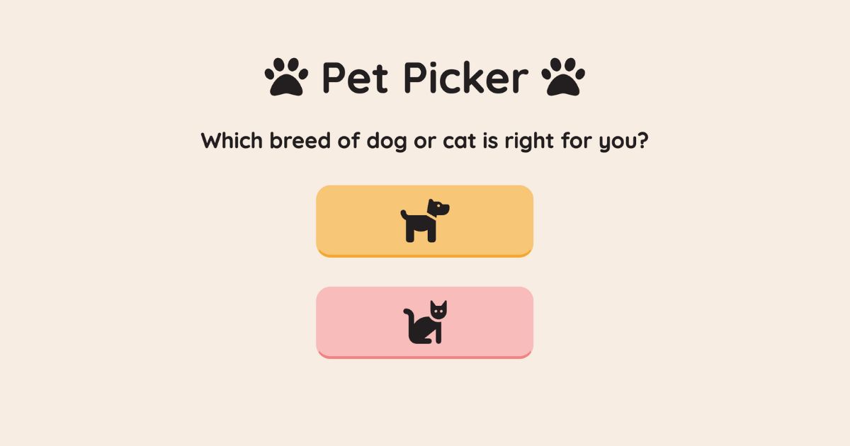 Screenshot of Pet Picker App