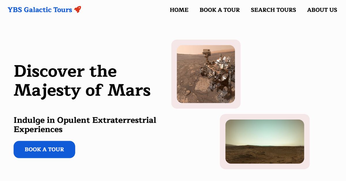 Screenshot of Luxury Space Tours site